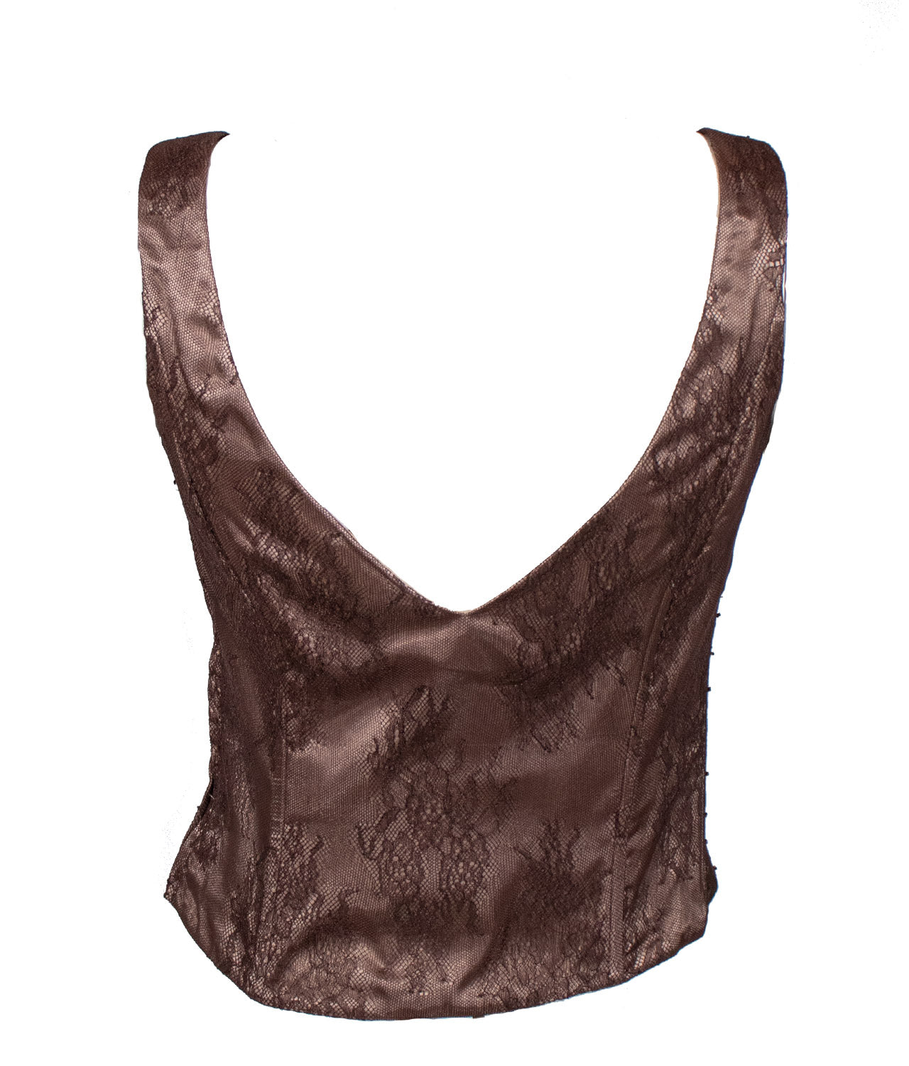 Marlys Καφέ Τοπ με Δαντέλα image 2