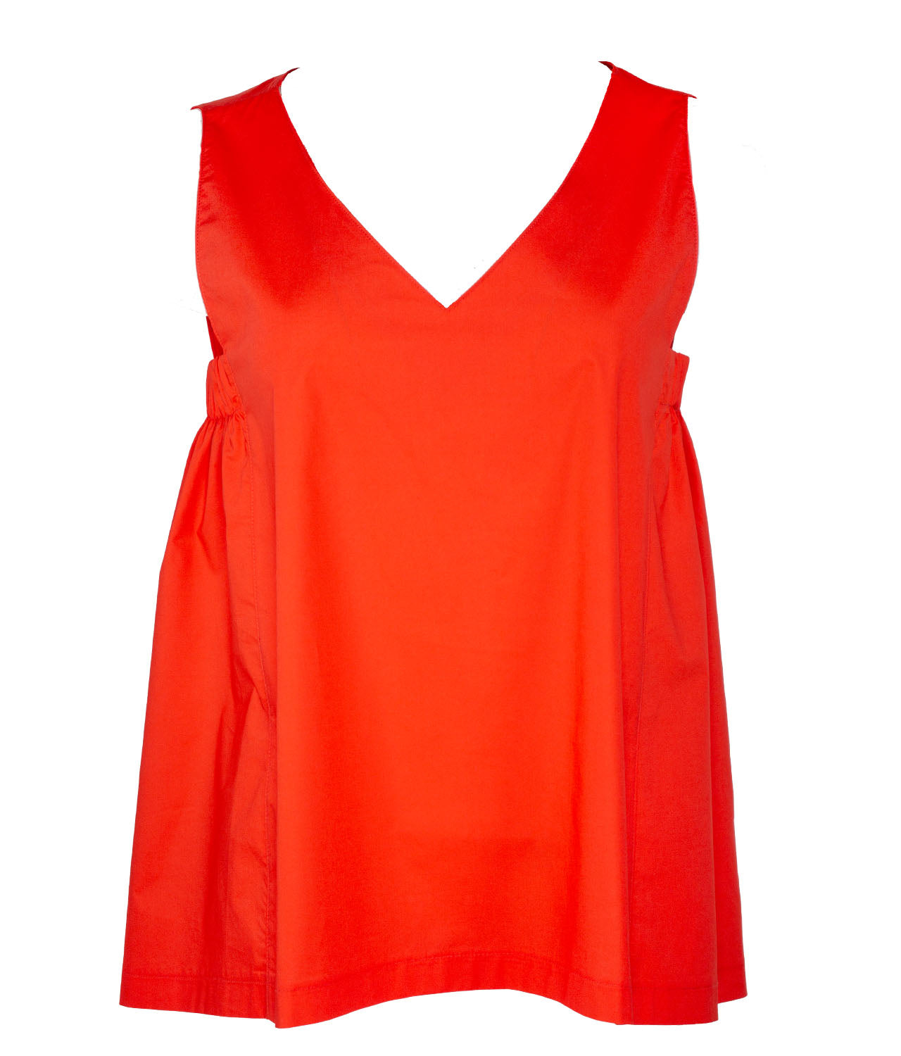 ETICI Γυναικεία Αμάνικη Πορτοκαλί Μπλούζα με V Λαιμόκοψη από 100% Βαμβάκι image 1