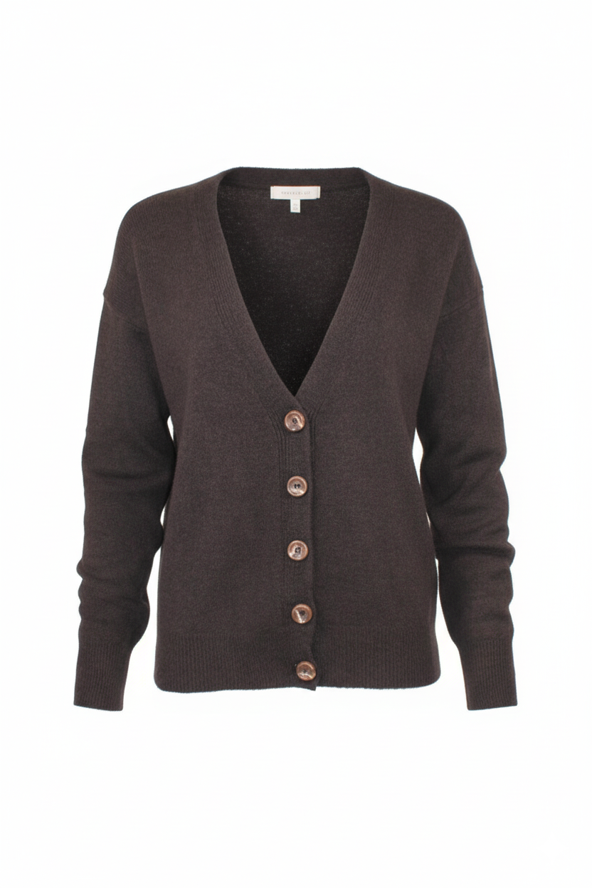 ETICI Women's Brown Cardigan – Elegant Knitted Cardigan for Every Occasion