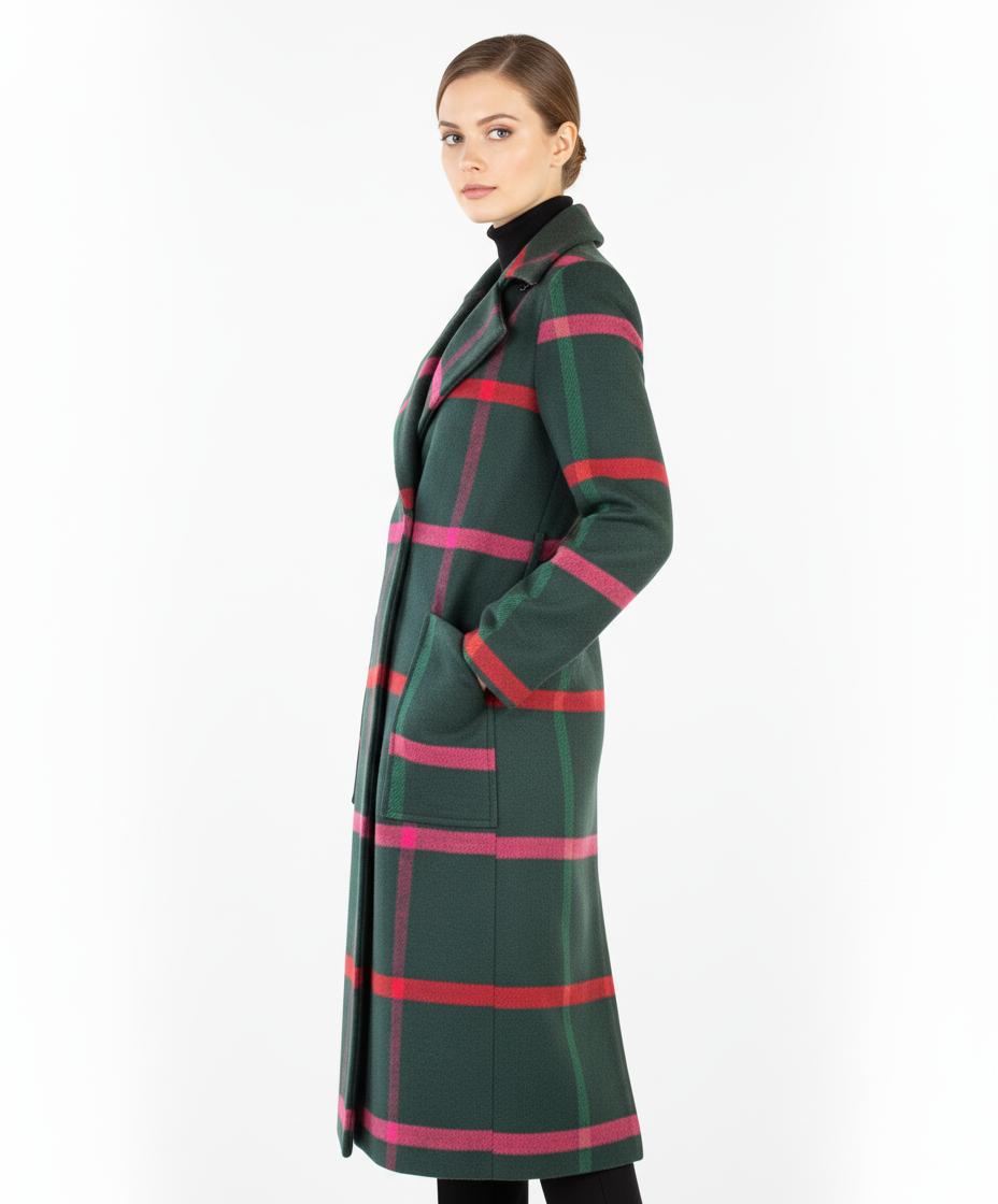 Caractere Πράσινο Καρώ Παλτό