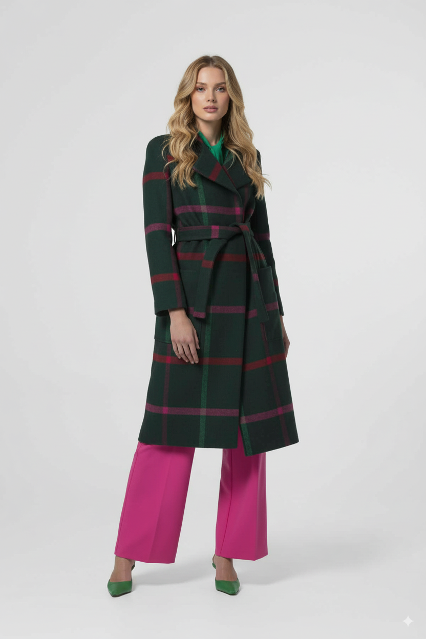Caractere Πράσινο Καρώ Παλτό