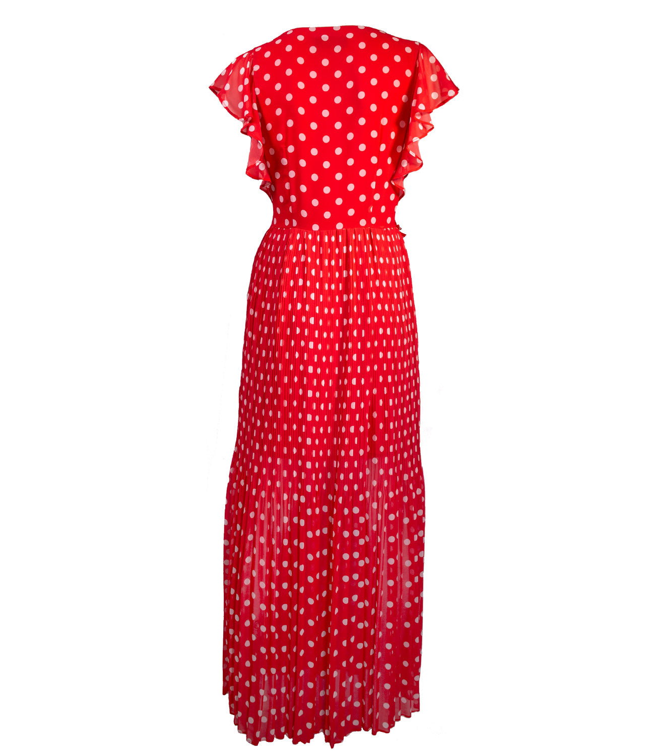 GIULIA VALLI Μακρύ Κόκκινο Πουά Φόρεμα με Βολάν image 2