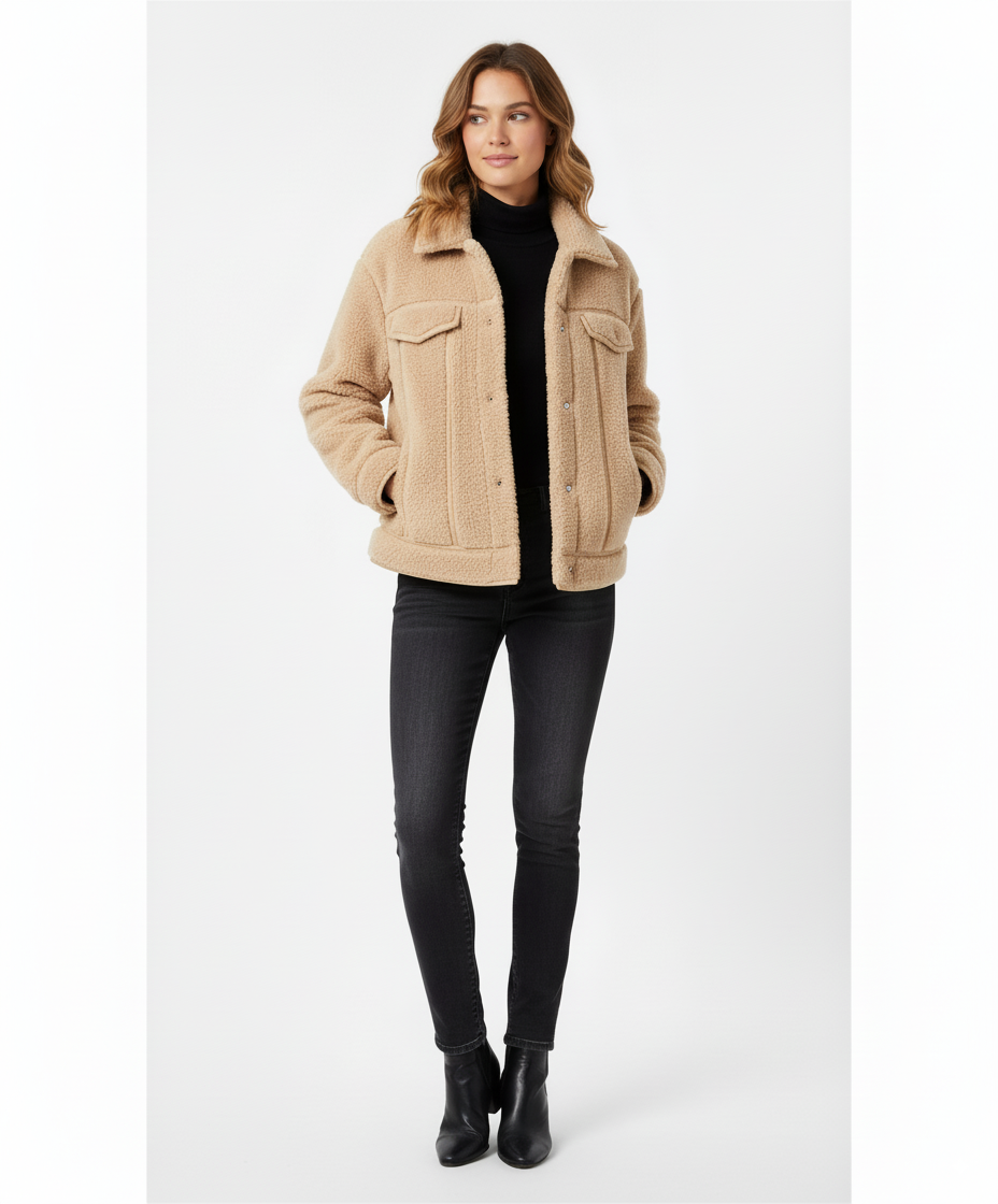 Caractere Beige Fur Jacket