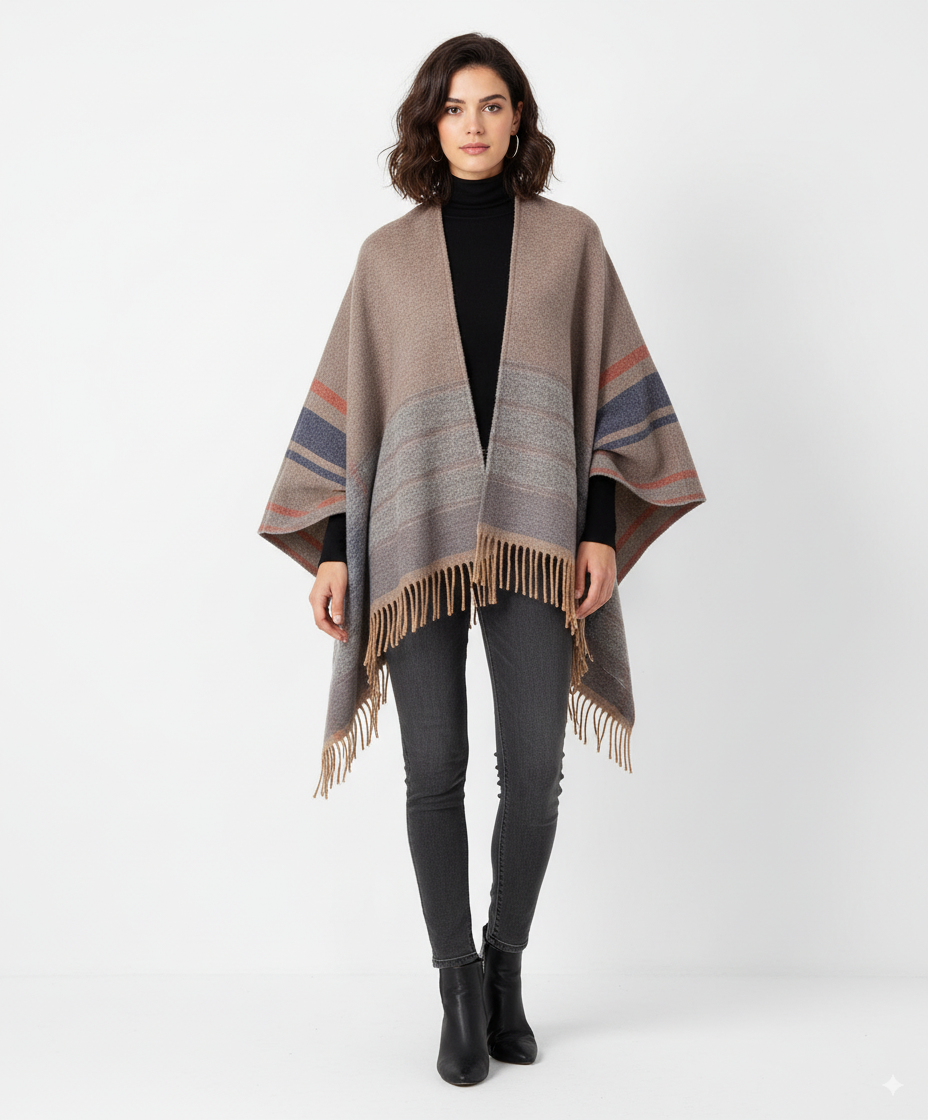 Gaynor Bongard Gray cape with fringes