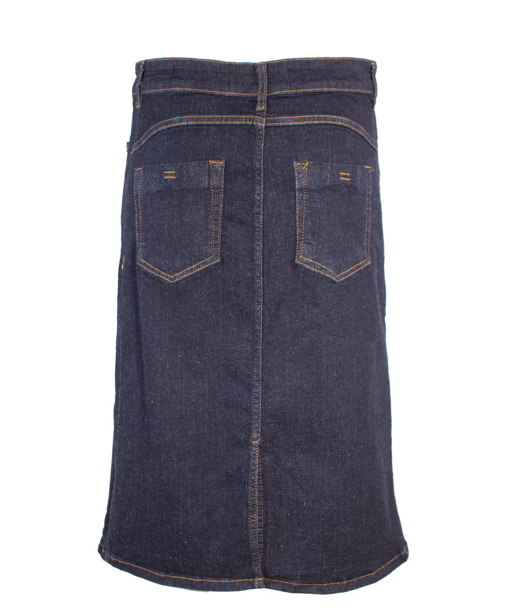 Elena Miro Μπλε Denim Φούστα με Κλασική Γραμμή image 2