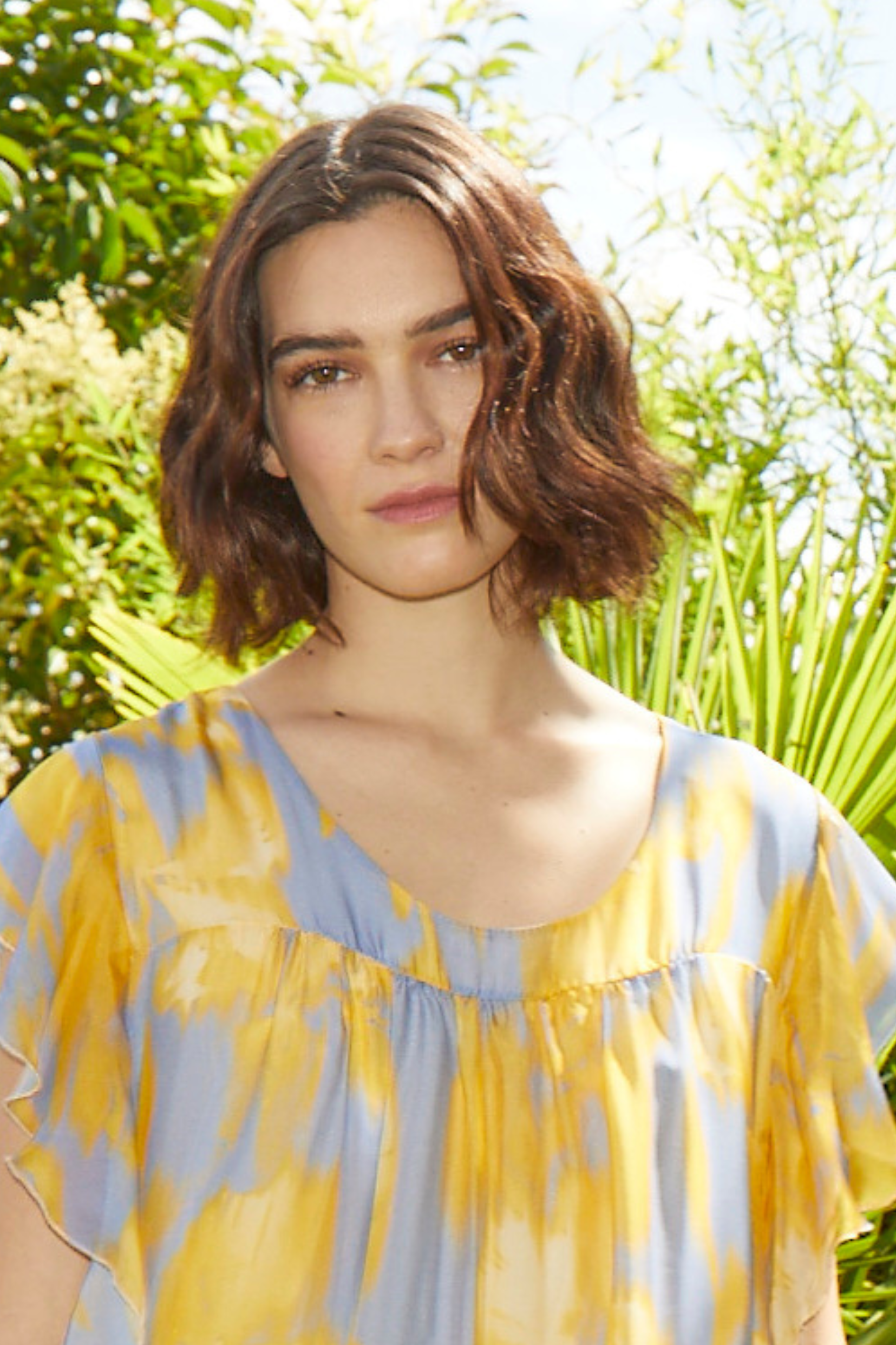 ETICI Φόρεμα Γυναικείο Κοντό Κίτρινο με Βολάν image 1