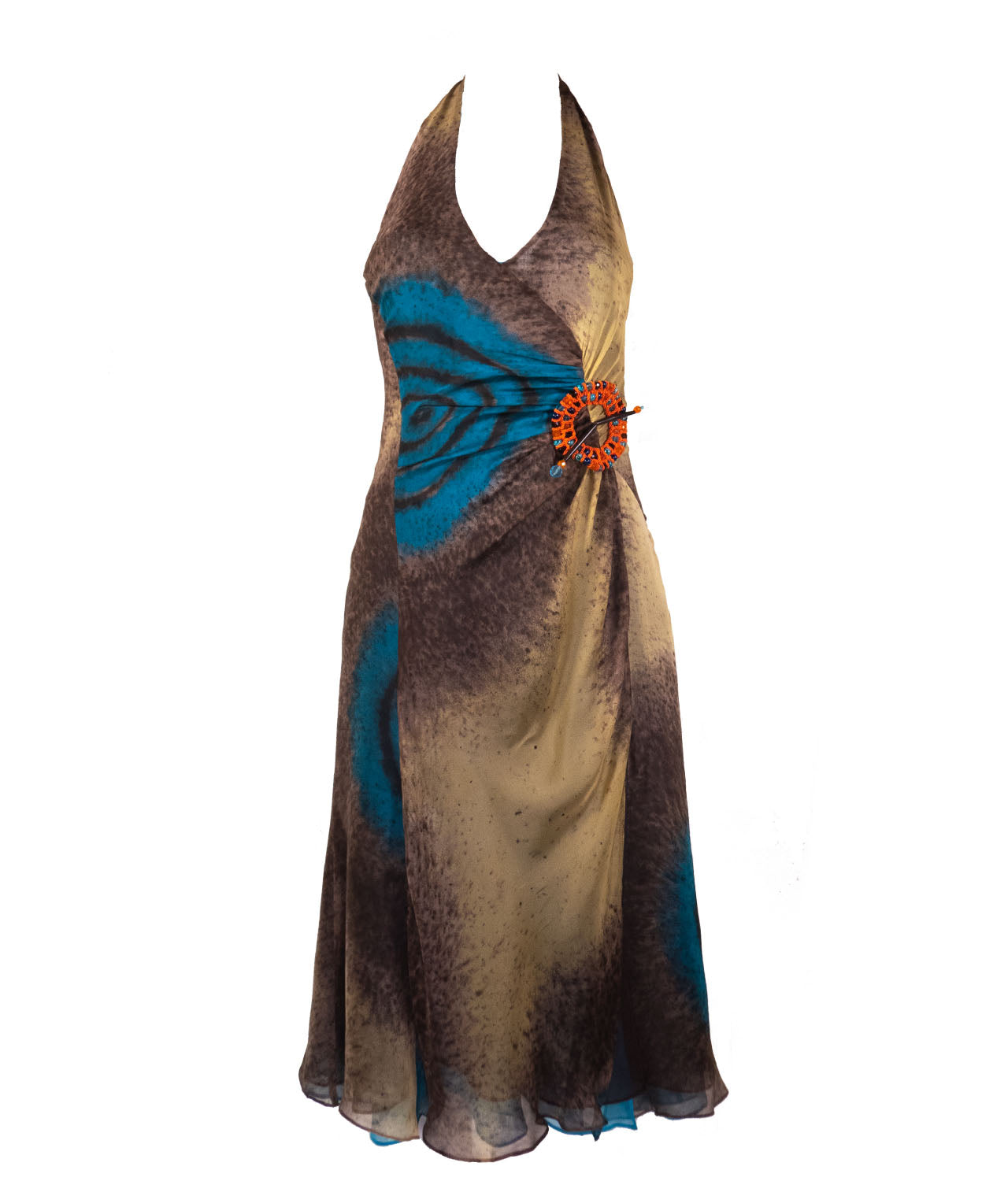 Carlo Pignatelli Μακρύ Μεταξωτό Φόρεμα με Πολύχρωμο Σχέδιο image 1