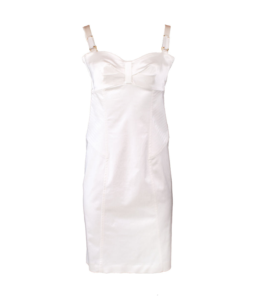 Anna Rachele Black Label Λευκό Midi Εφαρμοστό Φόρεμα με Τιράντες image 1