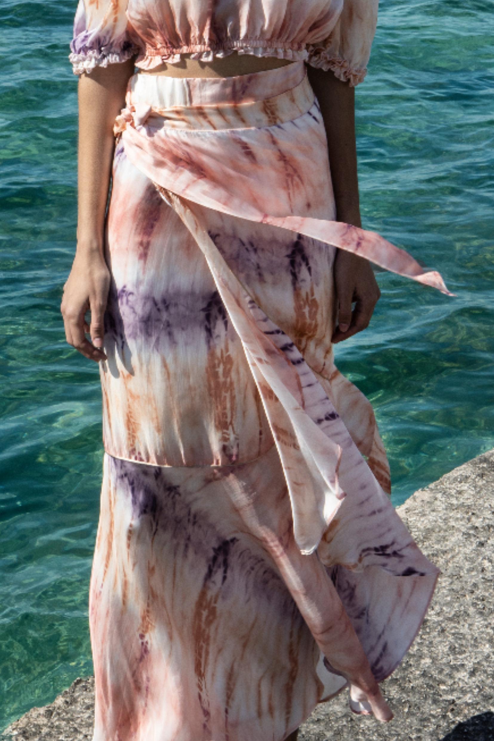 IRous Εμπριμέ Μακριά Φούστα με Ζώνη Δεσίματος image 1