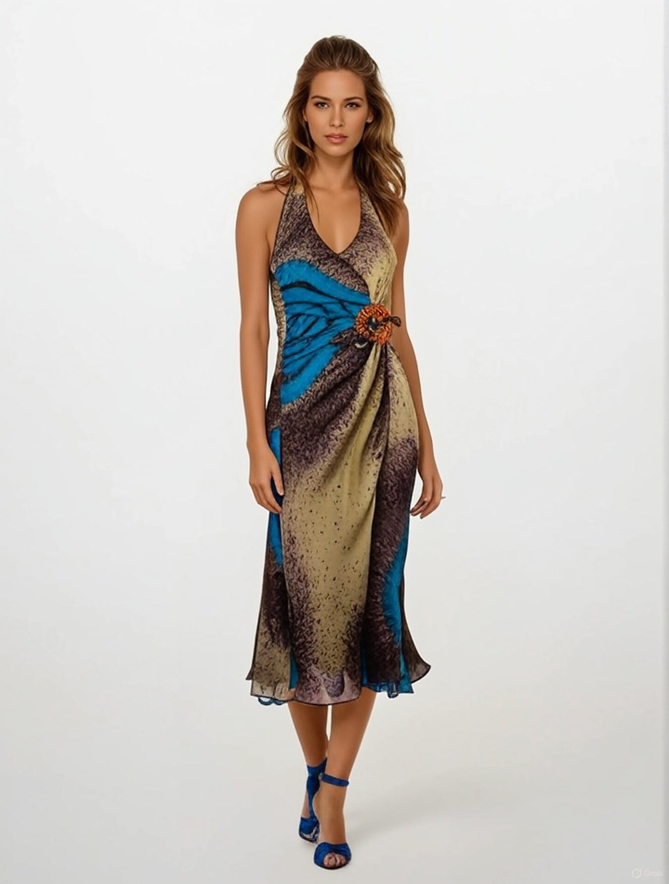 Carlo Pignatelli Μακρύ Μεταξωτό Φόρεμα με Πολύχρωμο Σχέδιο image 0