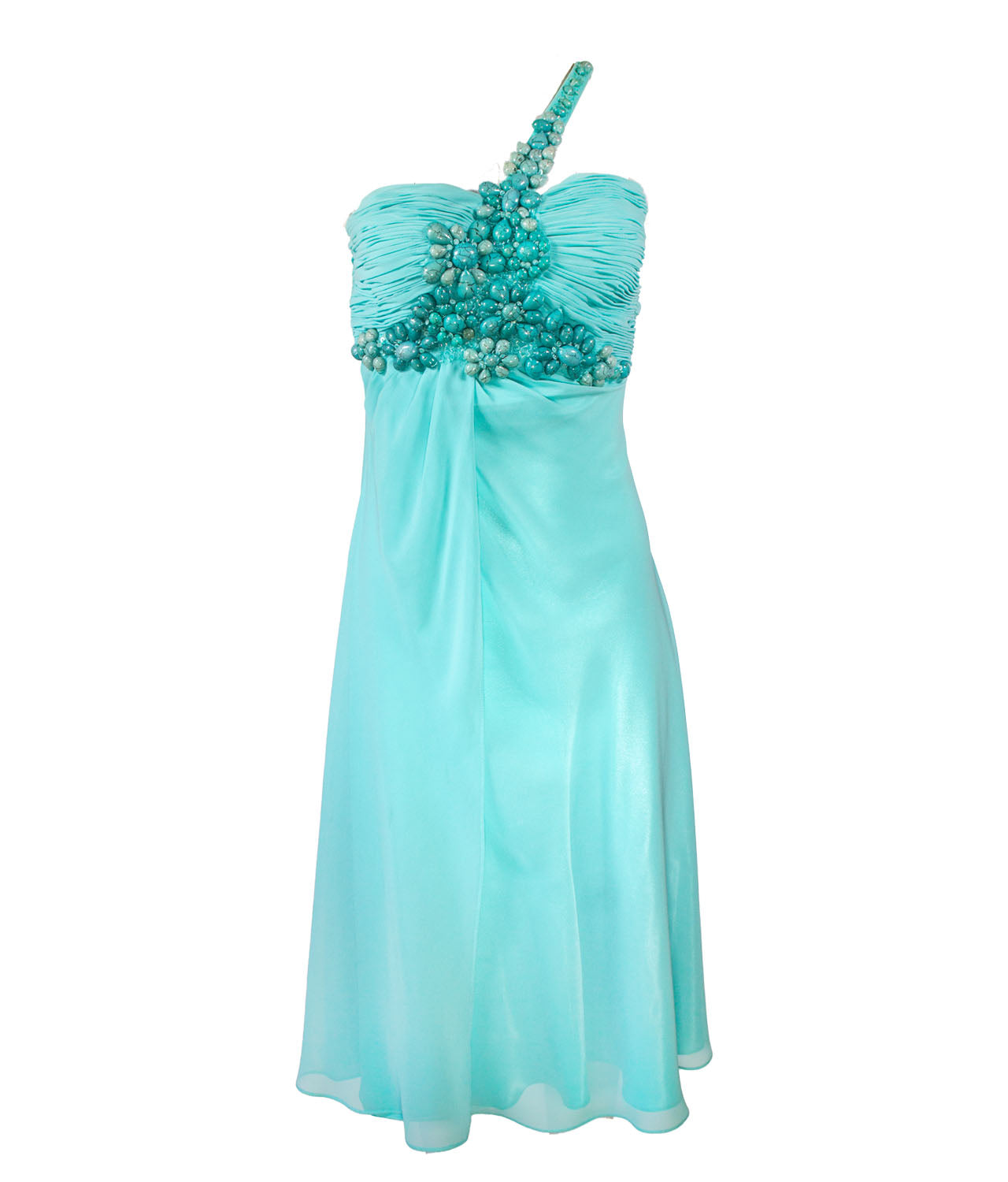 Carlo Pignatelli Φόρεμα Βραδινό Γαλάζιο Midi με Κεντήματα και Ασύμμετρο Δέσιμο image 1