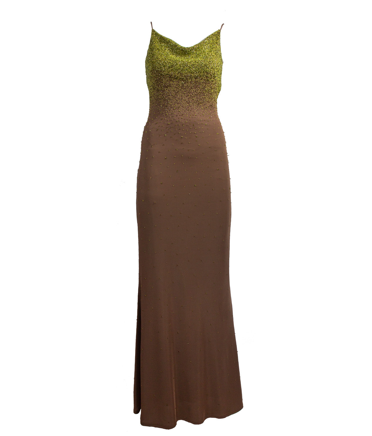 Marlys Φόρεμα Μακρύ Καφέ Κεντημένο με Πέτρες image 1