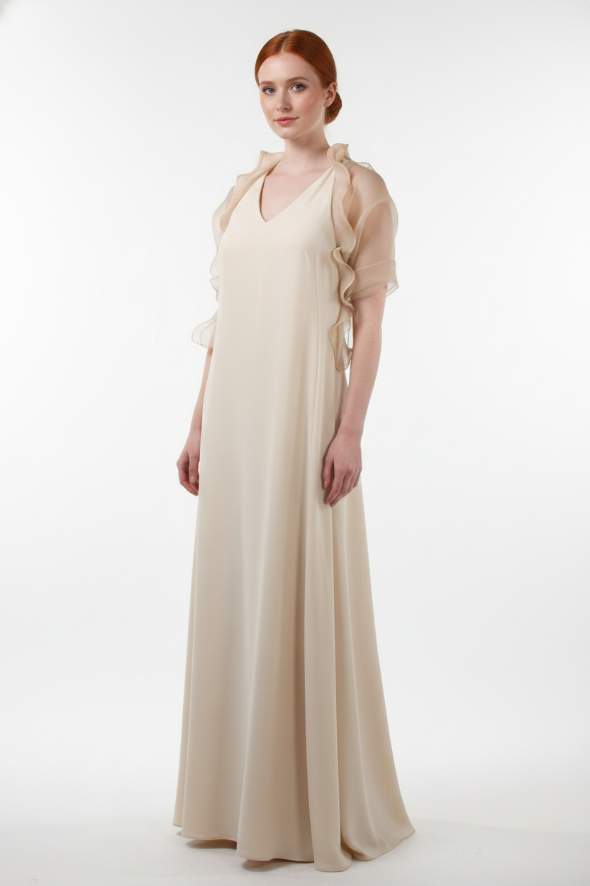 Marco Ferretti Βραδινο Μακρύ Μπεζ Φόρεμα