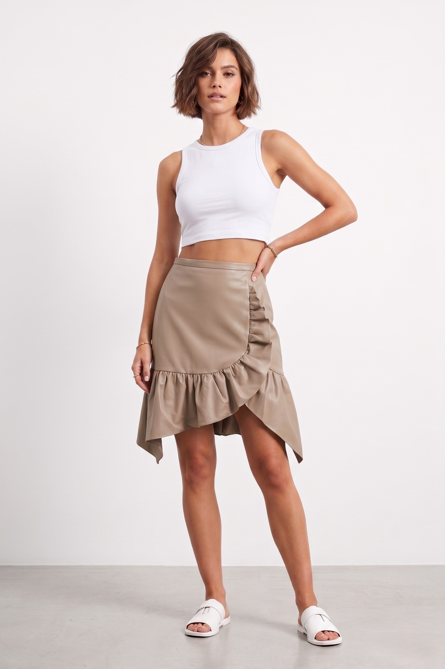 Anna Rachele Εμπριμέ Φούστα Tropical Floral | Ruffle Hem Mini Skirt Made in Italy