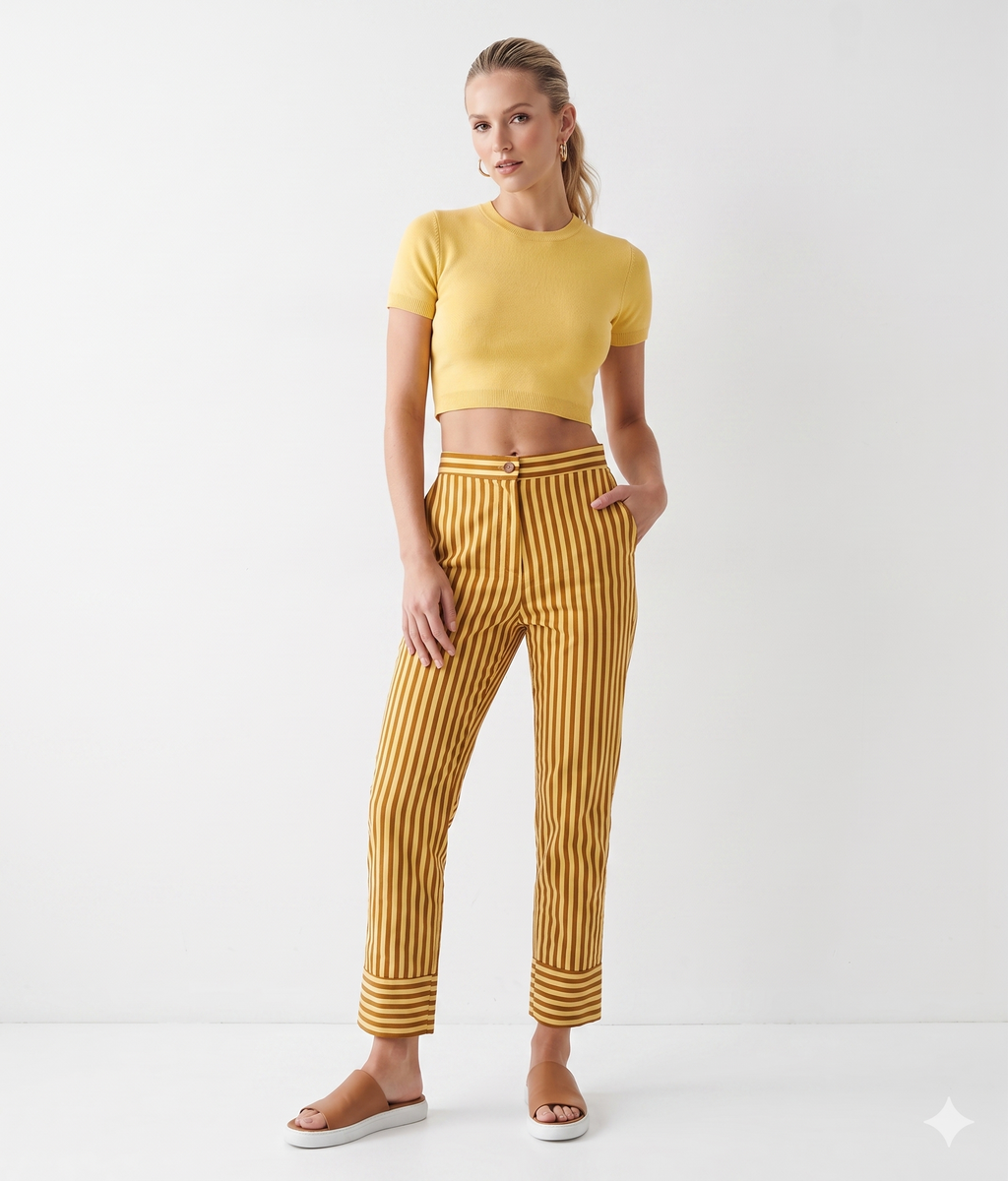 ETICI Striped Yellow-Brown Carpi Pants