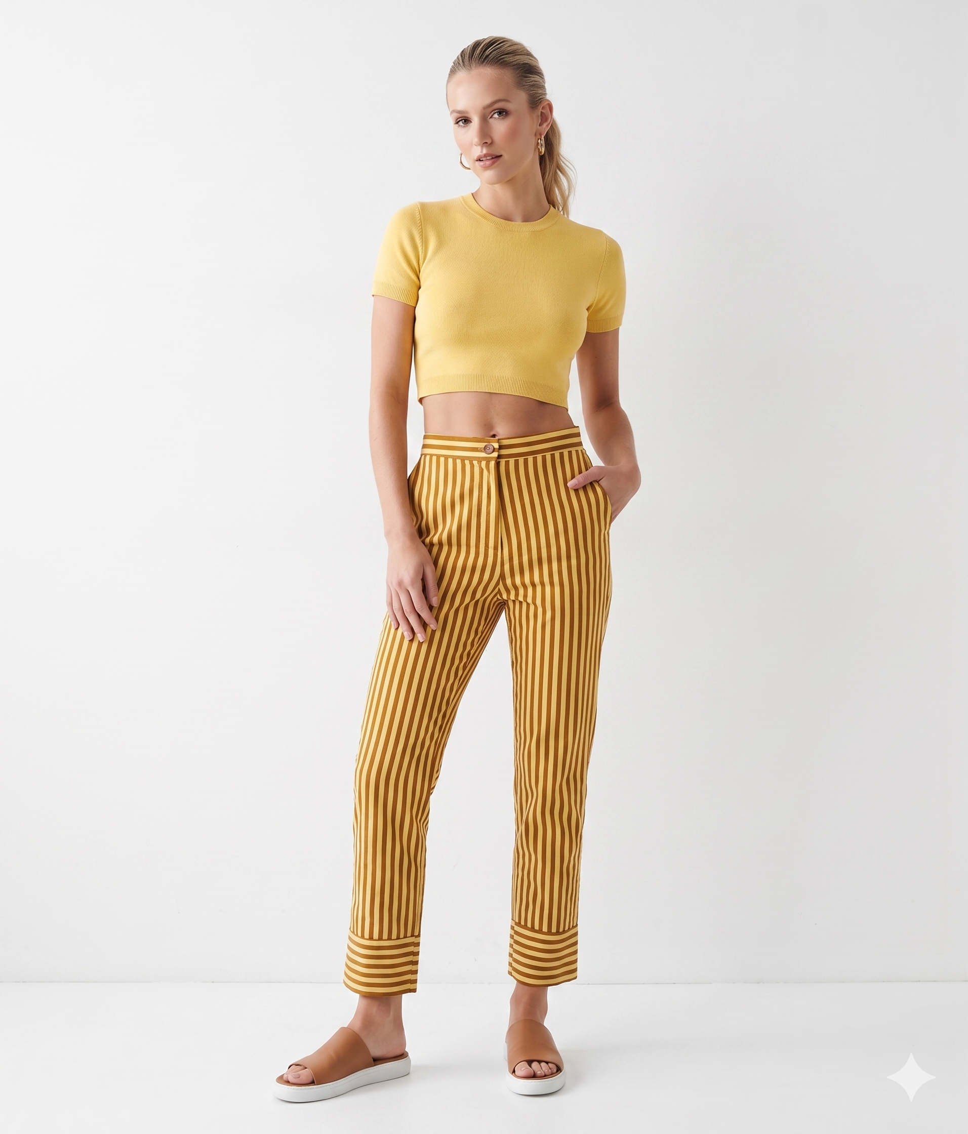 ETICI Striped Yellow-Brown Carpi Pants