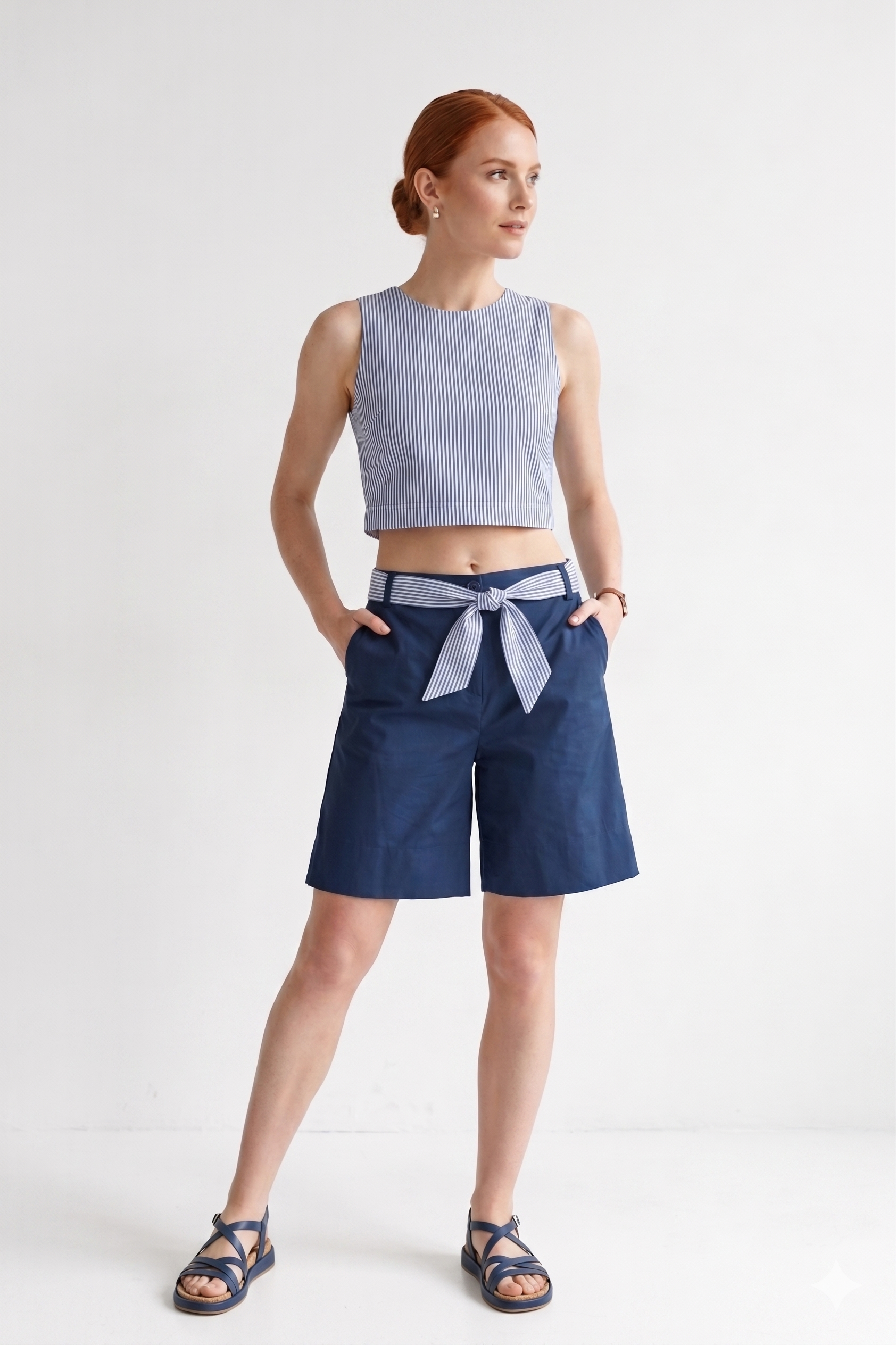 ETICI Βερμούδα Navy Blue | Sustainable Short Basico Ψηλόμεση Made in Italy Eco