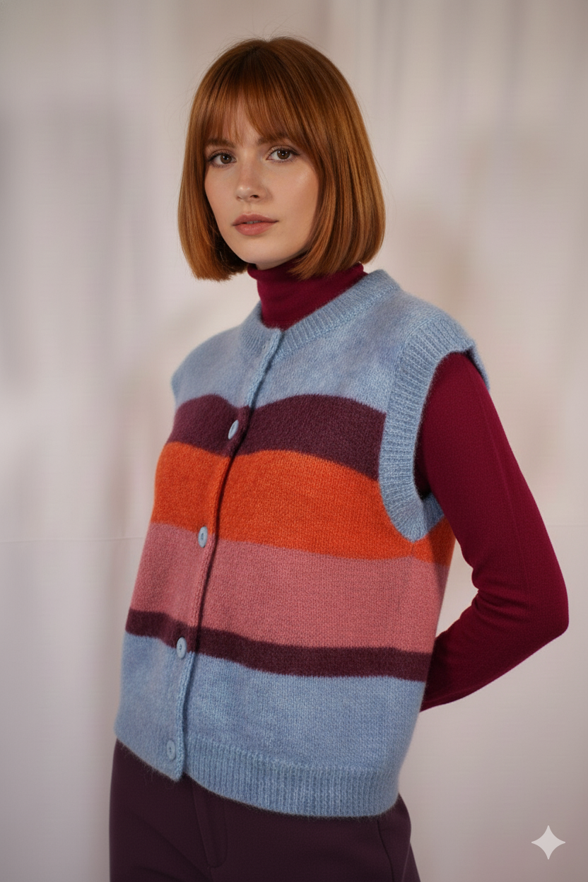 NIU Γυναικείο Μάλλινο Εμπριμέ Γιλέκο