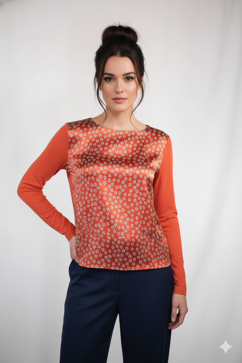 NIU Γυναικεία Μεταξωτή Εμπριμέ Μπλούζα σε δύο Σχέδια