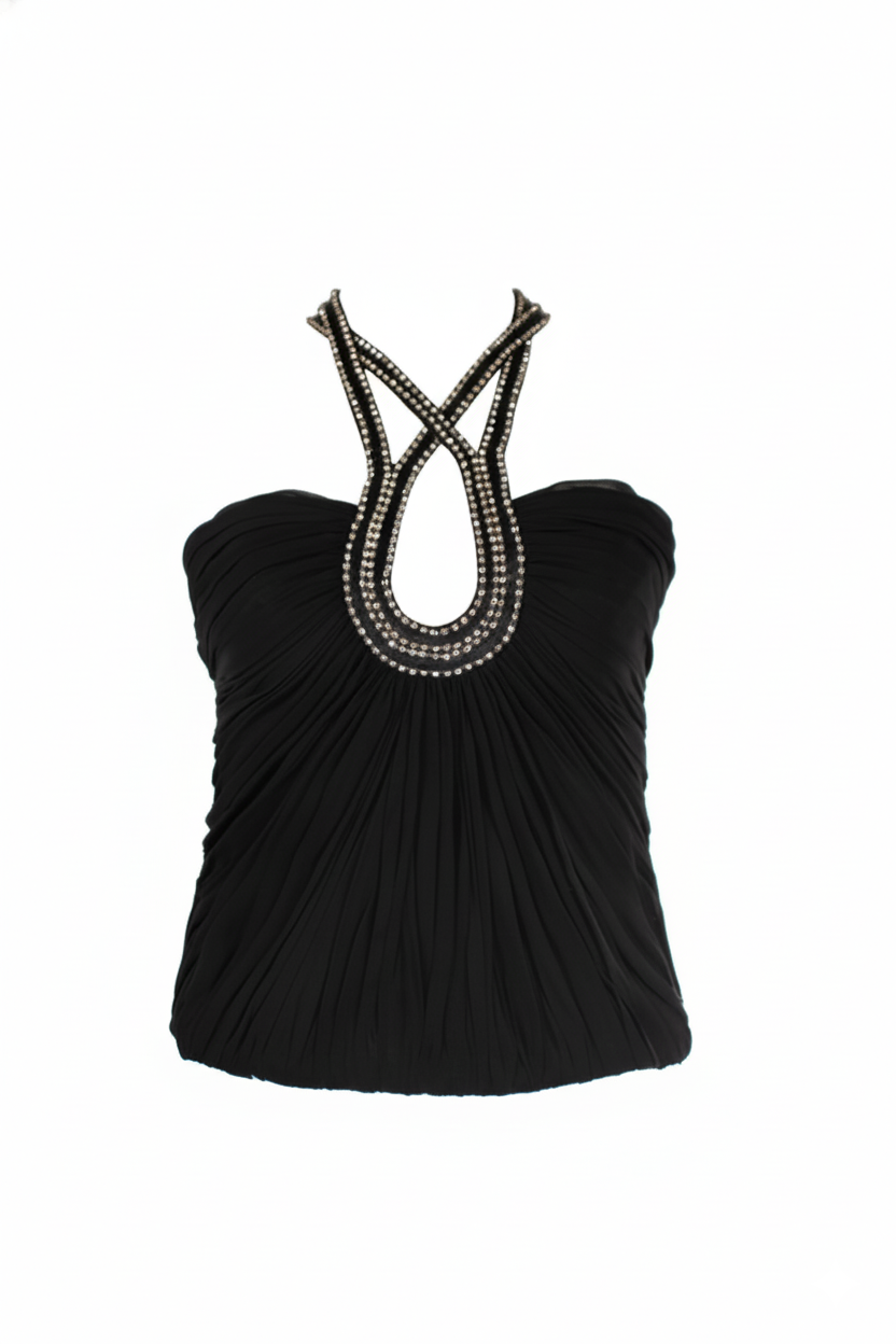 Carlo Pignatelli Γυναικείο Μαύρο Βραδινό Ντραπέ Μπούστο