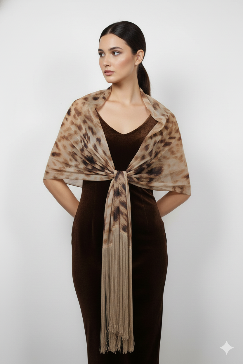 Anna Rachele Γυναικεία Βραδινή Animal Print Εσάρπα