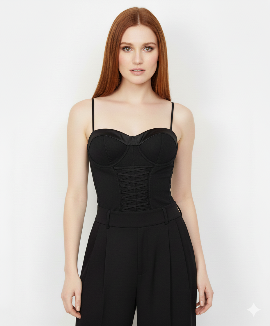 Clips Black Elastic Lace Bustier