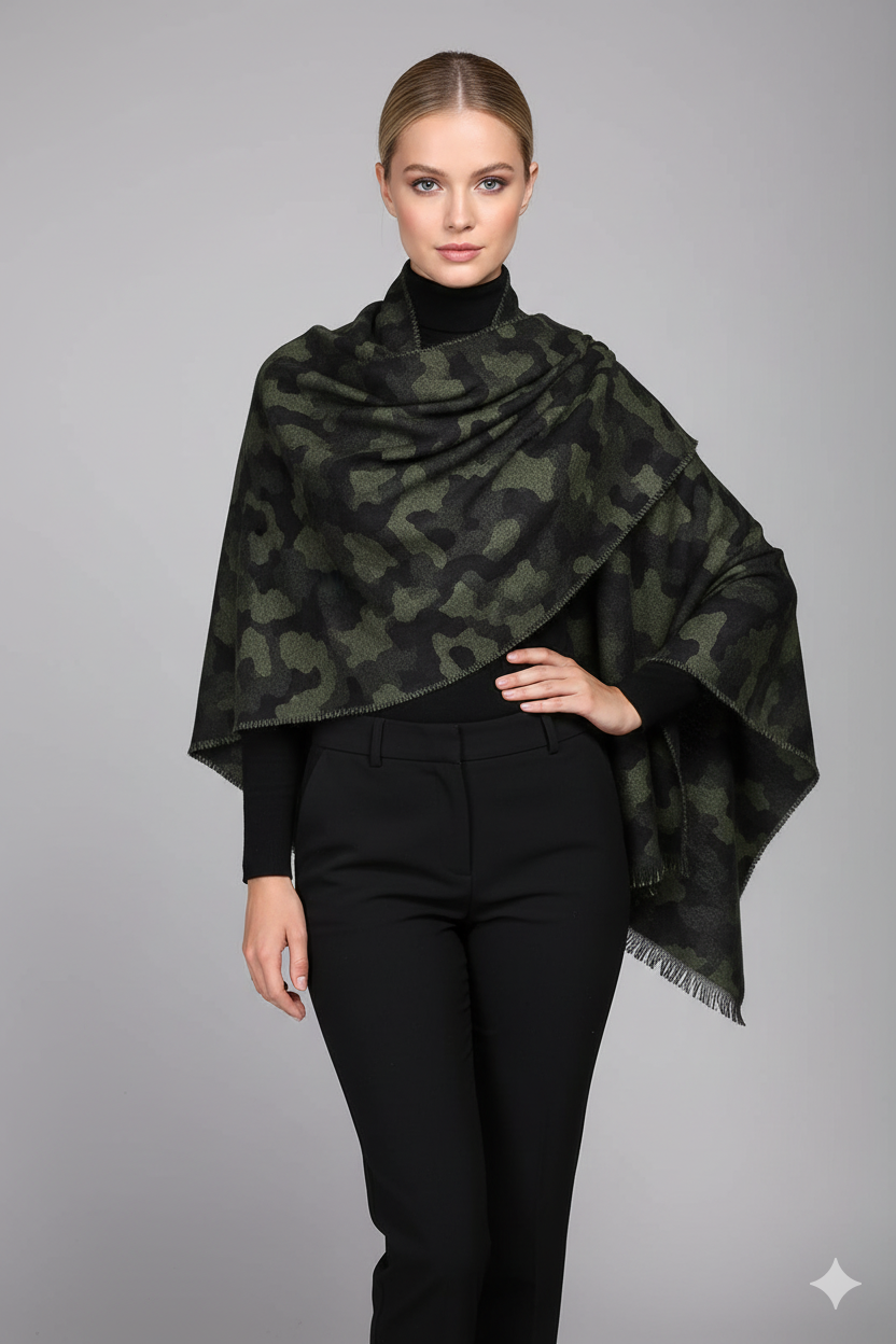 Gaynor Bongard Green Pashmina Militare Style