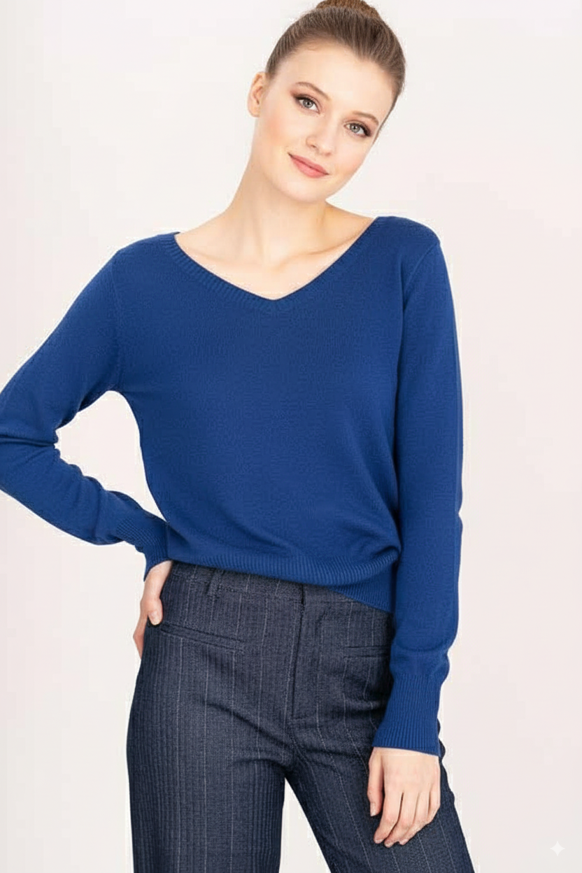 Fusioni Wool Blue Women's Sweater – Classic and Warm