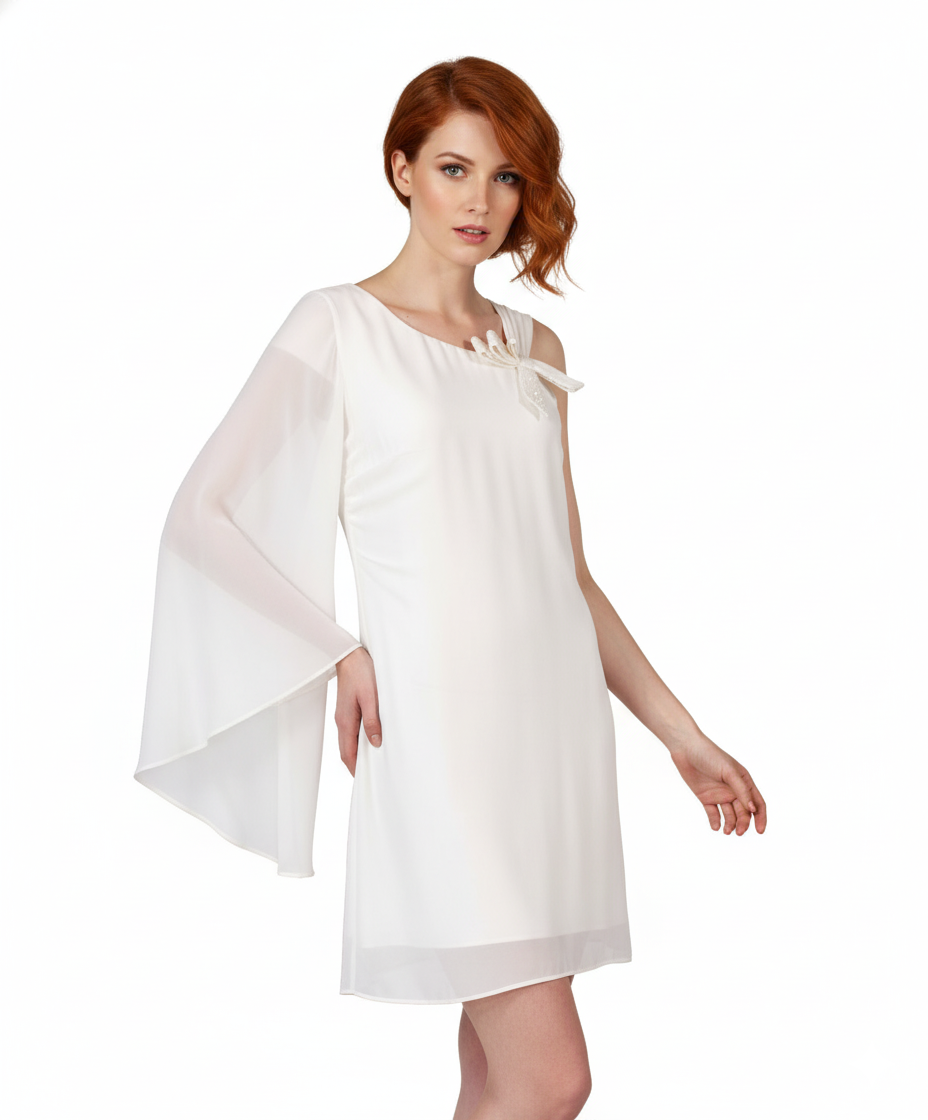 Carlo Pignatelli Βραδινό Λευκό Μεταξωτό Φόρεμα