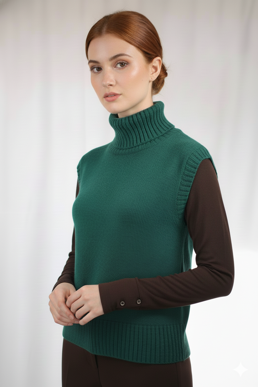 NIU Γυναικείο Μάλλινο Πράσινο Γιλέκο