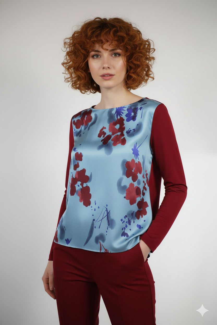 NIU Γυναικεία Μεταξωτή Εμπριμέ Μπλούζα σε δύο Σχέδια