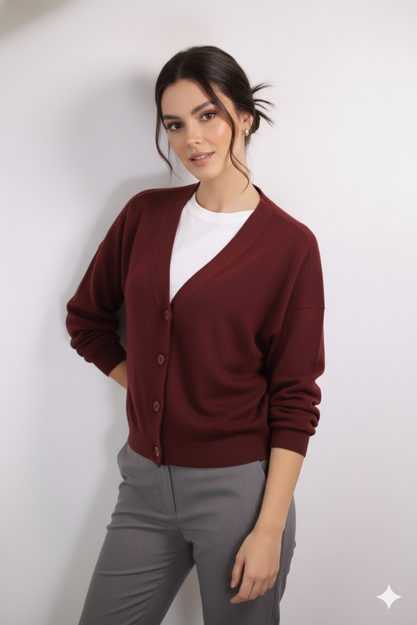 NIU Γυναικεία Μπορντώ Ζακέτα