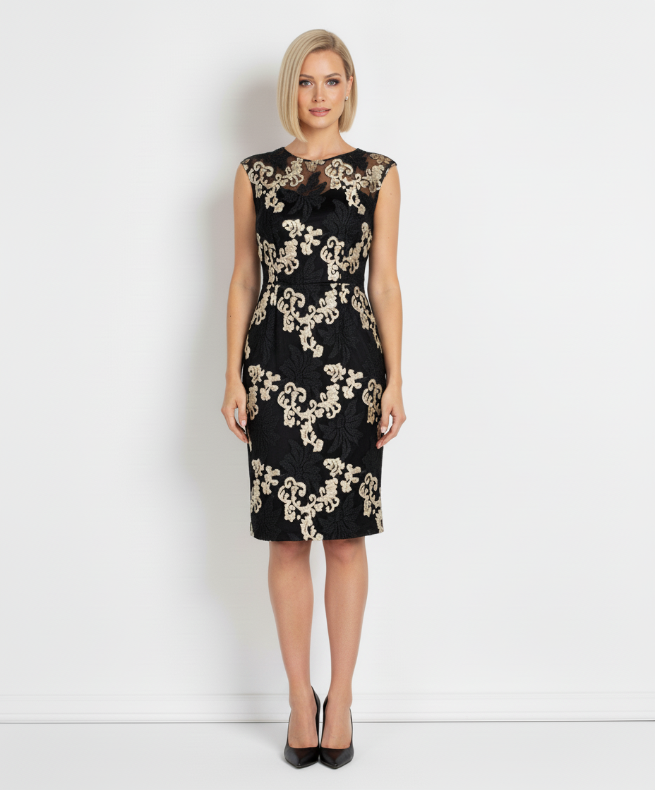 Solo Joy Black - Beige Dress with Open Back