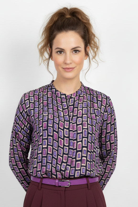 Fusioni Women's Printed Blouse – Elegant Italian Fashion with Style