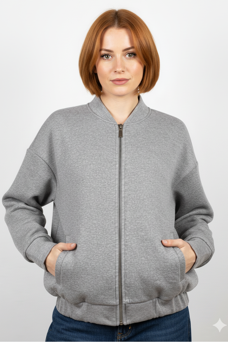 ETICI Women's Gray Zipper Sweatshirt – Comfort &amp; Italian Style
