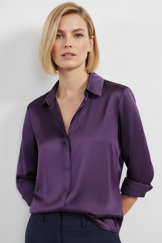 Fusioni Women's Purple Shirt – Elegant Italian Shirt for Every Occasion