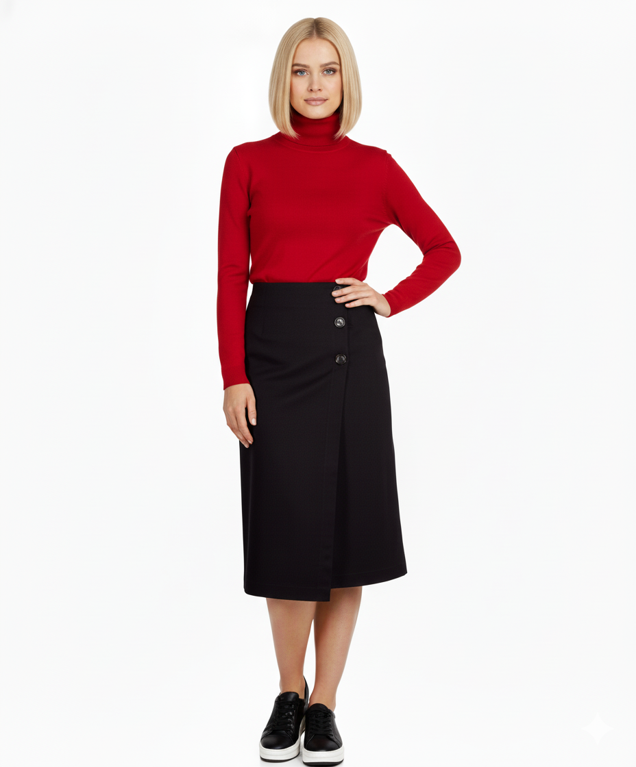 Etici Women's Black Midi Skirt
