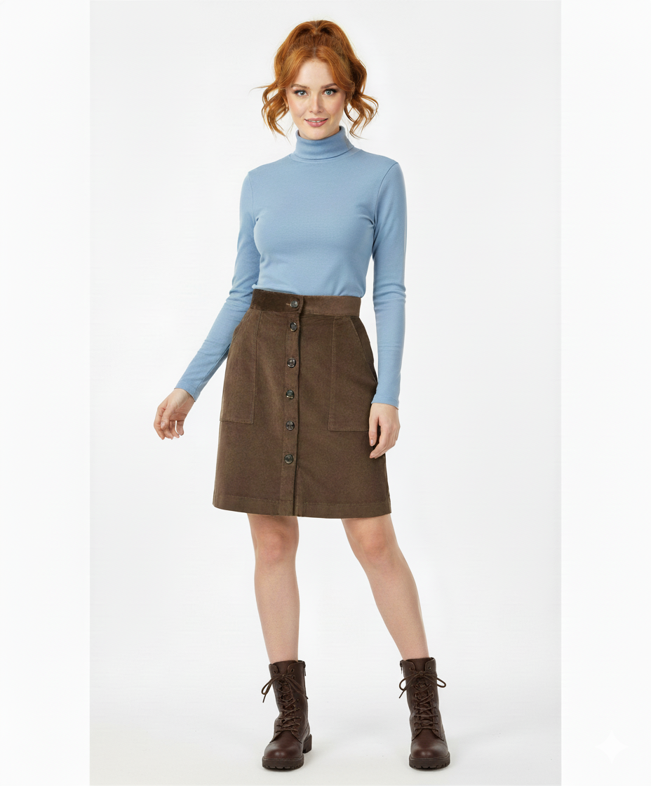 Etici Mini Skirt Brown Corduroy