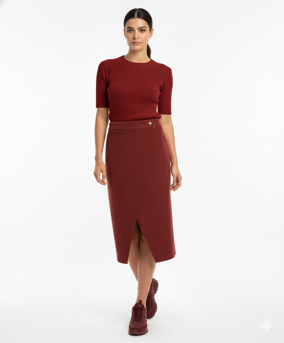 ETICI Corduroy Tile Midi Skirt