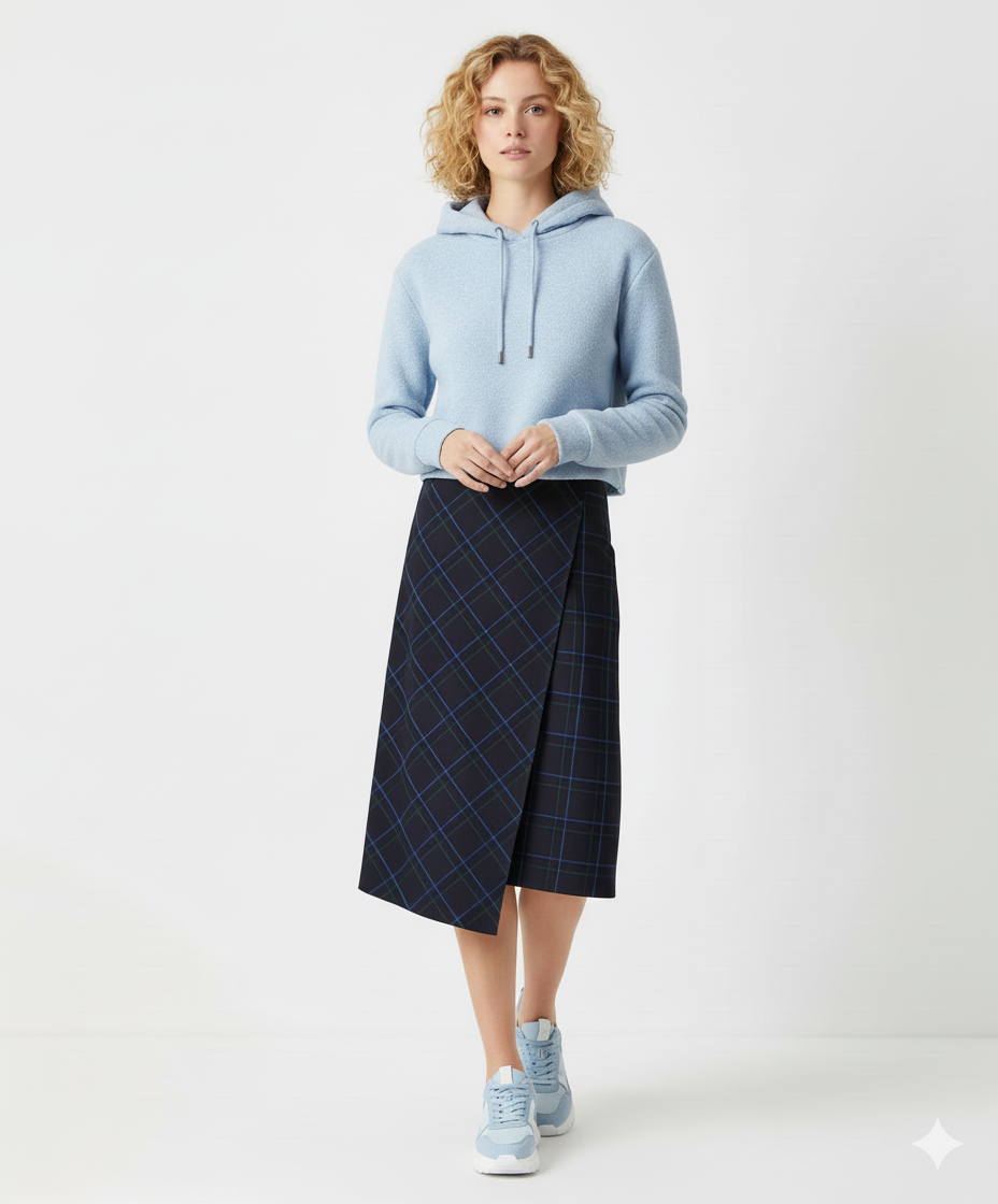 Luisa Viola Check Midi Skirt