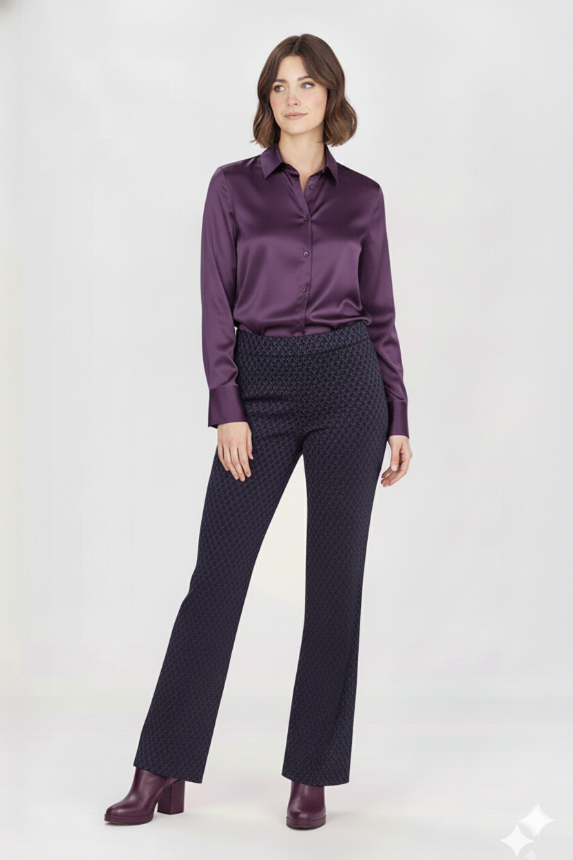 Fusioni Purple Women's Elegant Fit Pants
