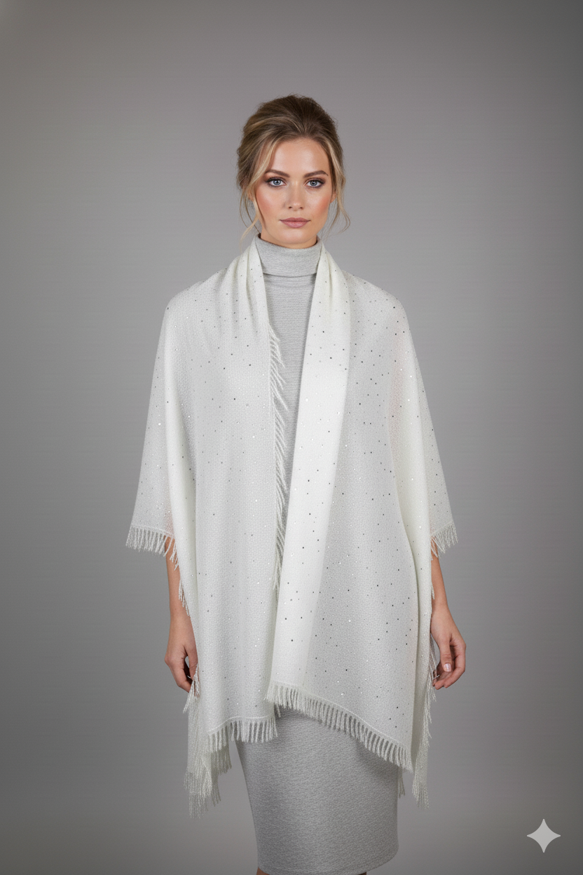 Gaynor Bongard Off-White Pashmina with Swarovski
