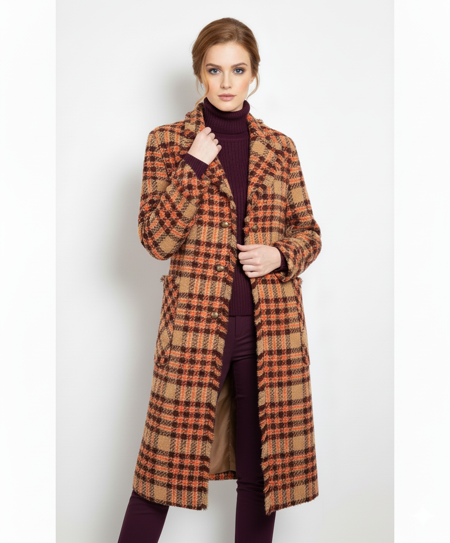 LONG CHECK COAT