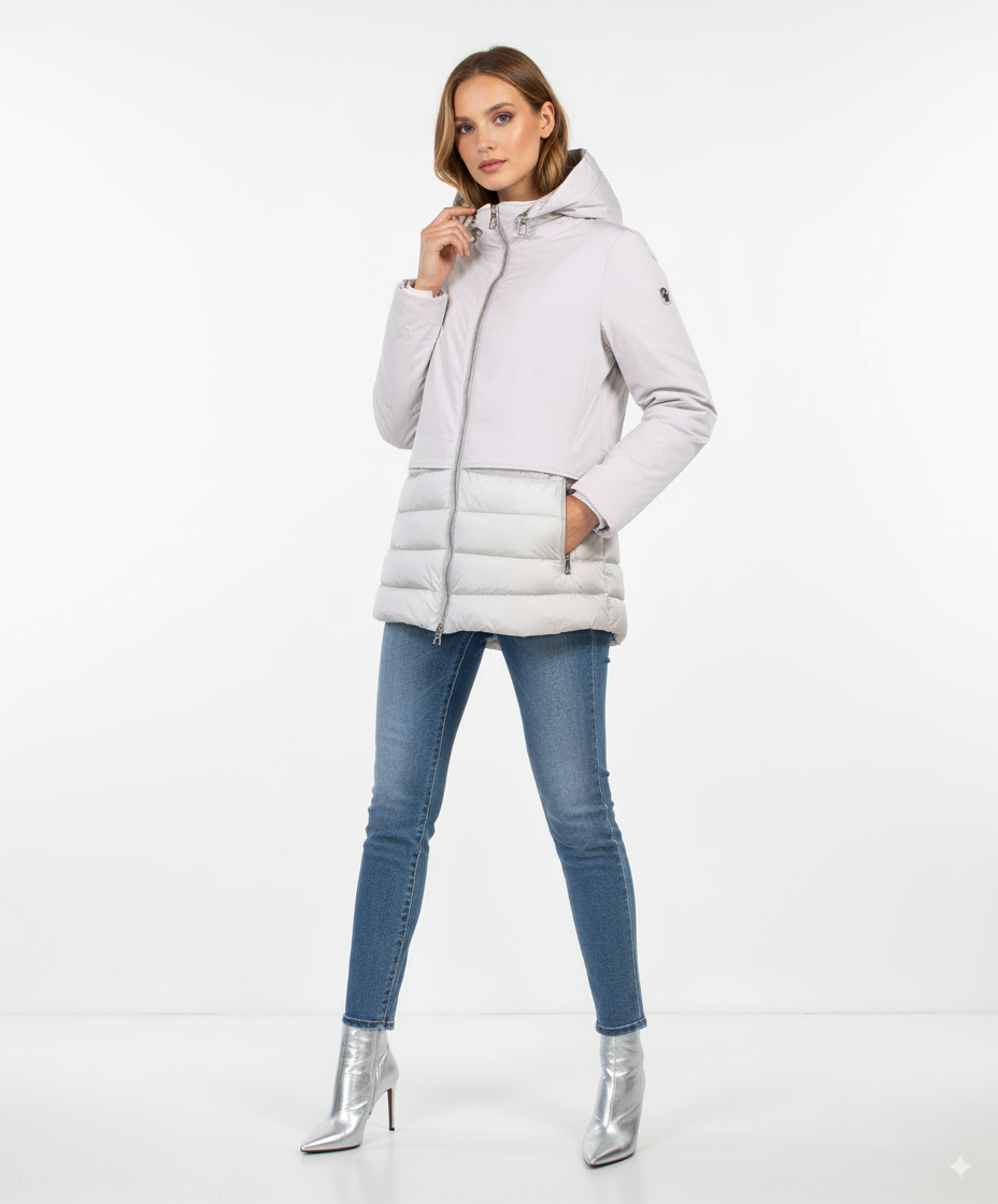 Gdos Women's Off-White Hooded Puffer Jacket