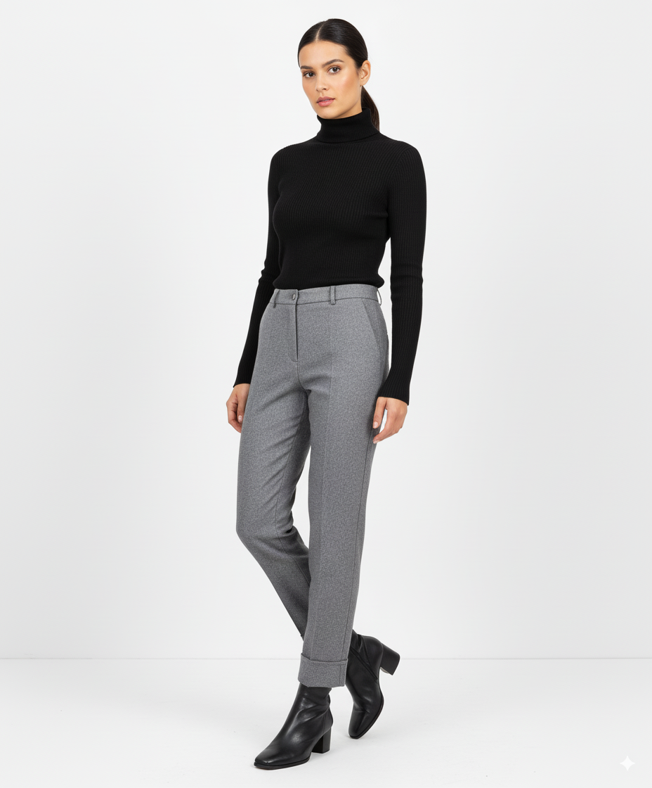 CARACTERE Women's Gray Cotton Pants