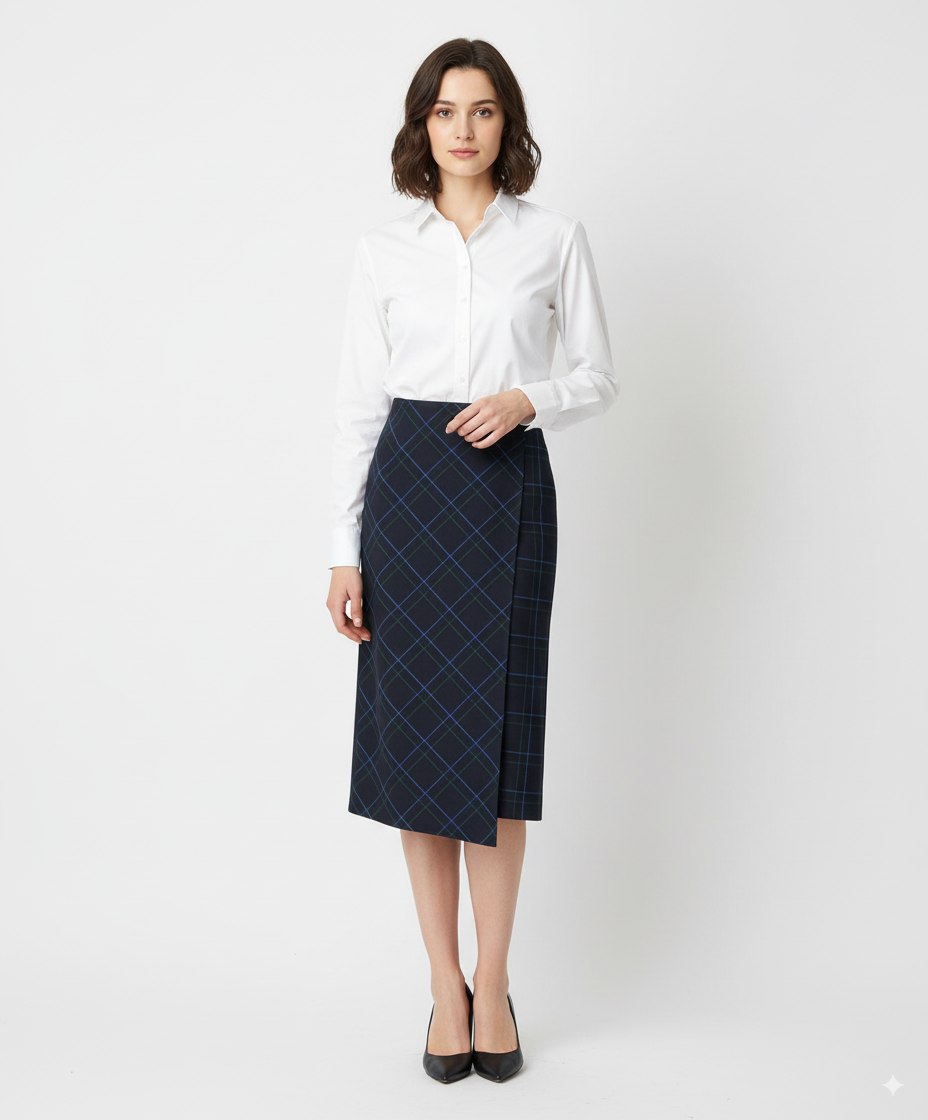 Luisa Viola Check Midi Skirt