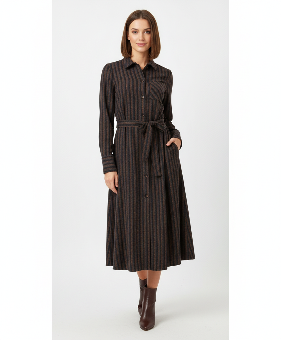 Etici Striped Dress with Buttons