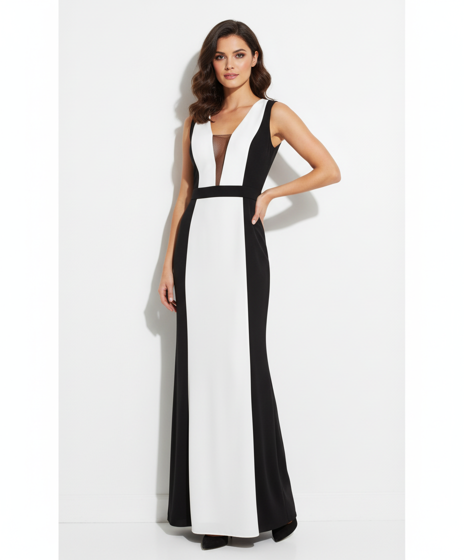 Carlo Pignatelli Long Black and White Dress – Impressive Evening Look