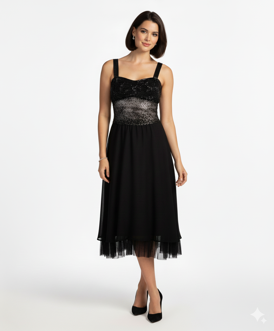 Carlo Pignatelli Women's Evening Silk Dress with Embroidered Bust and Bow