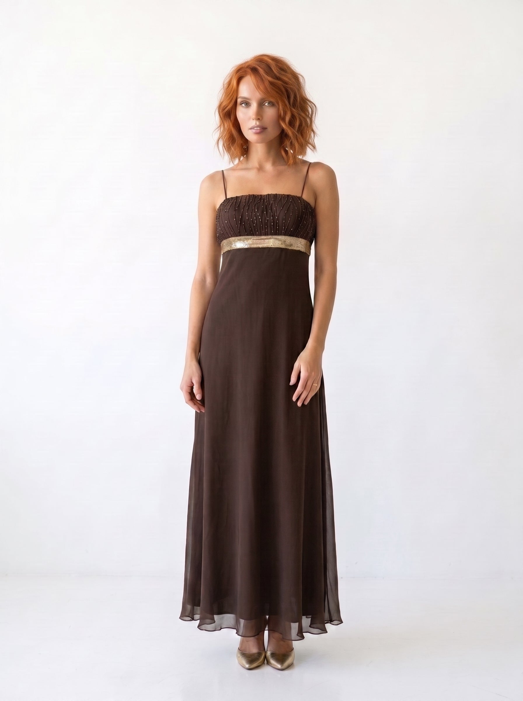 Carlo Pignatelli Maxi Βραδινό Φόρεμα Empire με Sequin Ζώνη